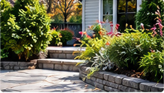 Stone landscaping and flowers