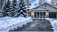 Snow-cleared residential driveway